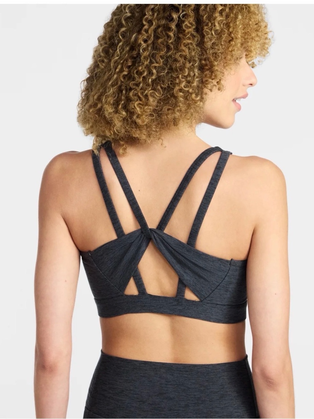 Butter Strappy Back Sports Bra in Charcoal